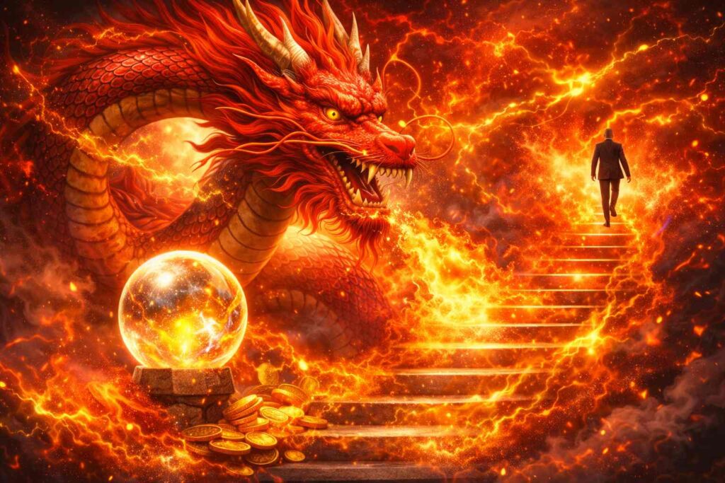 赤龍ご利益と赤龍スピリチュアル意味を象徴するエネルギーのイメージ