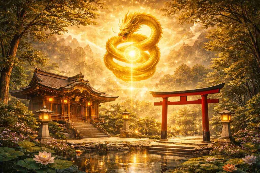 黄龍神社と黄龍ご利益の考え方を象徴する神聖な風景イメージ