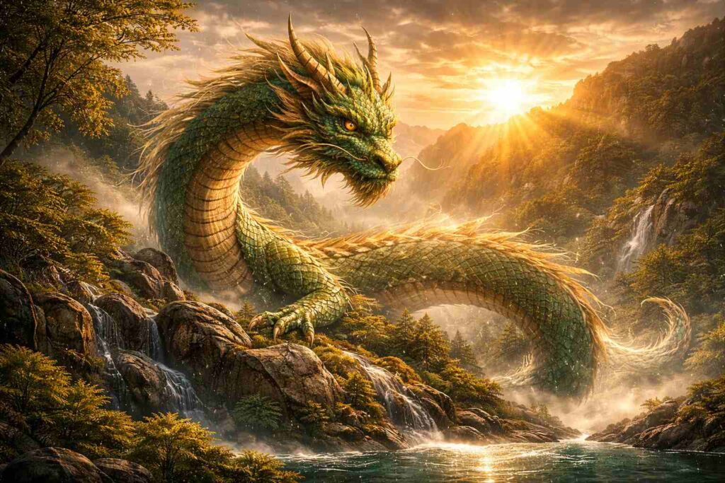 地の龍神様の守護と安定の力を象徴する龍のイラスト