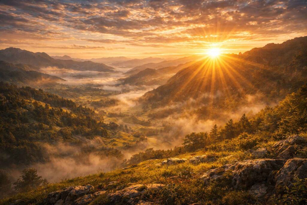 朝日に照らされる大地で表現した地の龍神様2026の運気