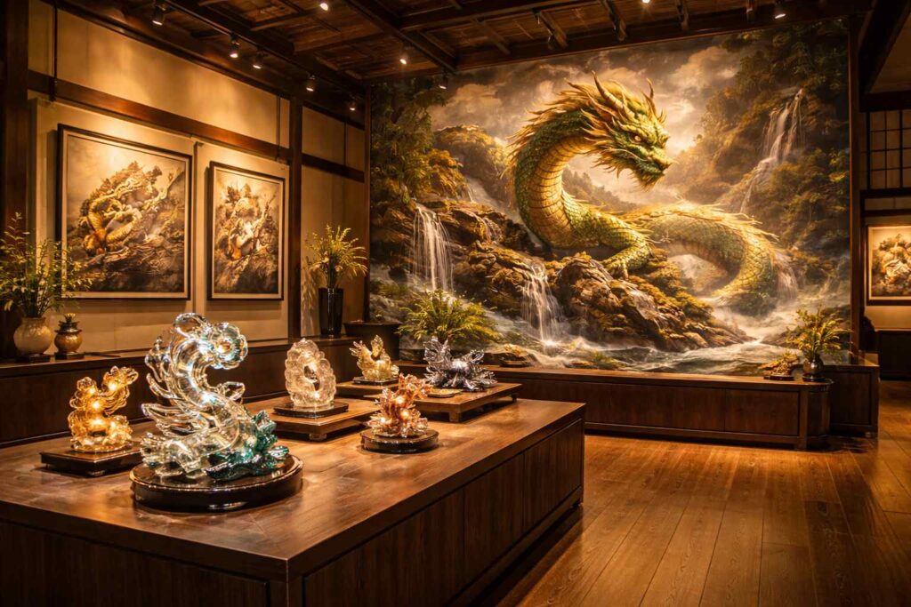 筑後恋花守護龍の郷の守護龍作品と展示空間