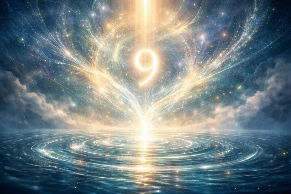 九頭竜の意味と名前の由来を抽象的に表現した光と水のイメージ