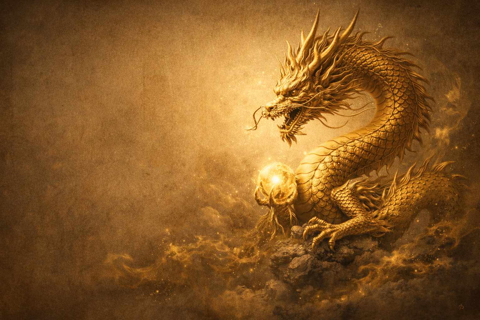 守護龍の郷からのおしらせを象徴する金龍とアート作品のイメージ