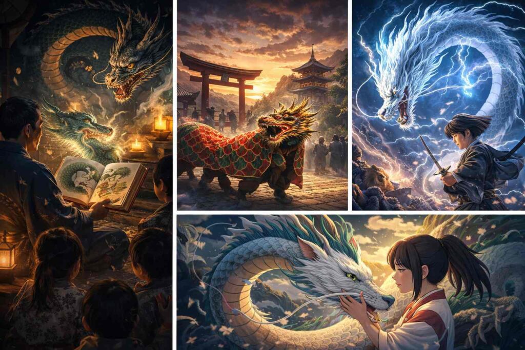 日本の昔話や芸能、物語の中で描かれてきた龍のイメージを表現したビジュアル