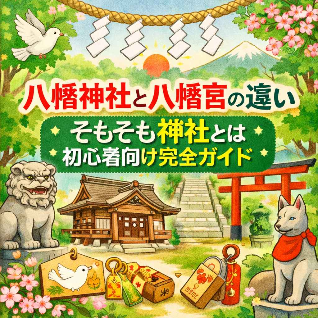 八幡神社と八幡宮の違いとそもそも神社とはをわかりやすく解説したイメージ