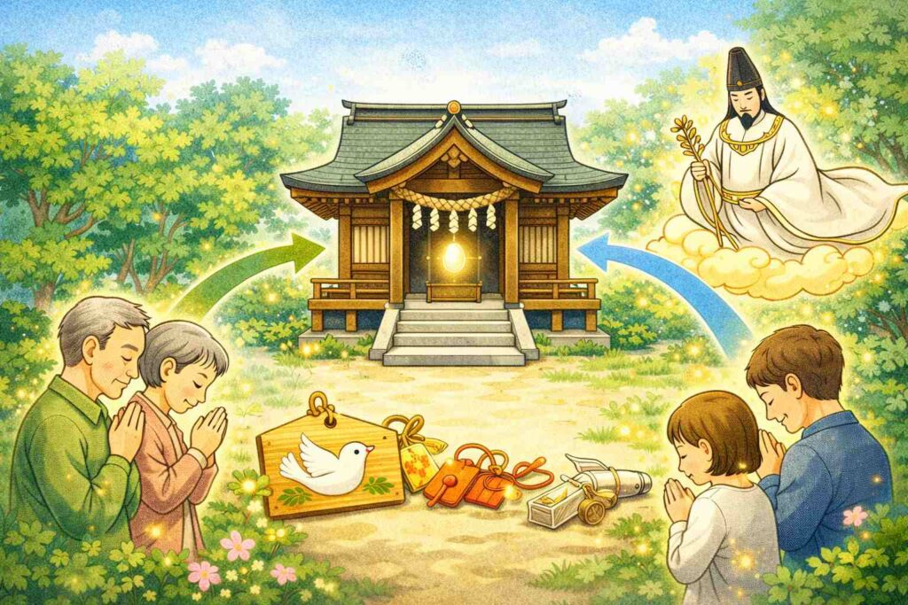 神社の意味と役割を表したイラスト